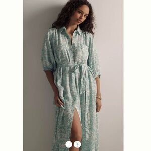 Maeve Green Floral Maxi Dress Shirt Dress